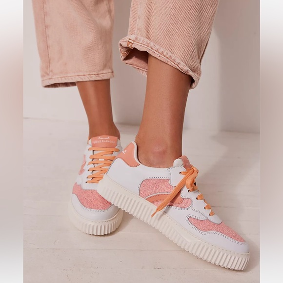 New Voile Blanche Free People Laura 5, 6, 7 White Leather Terry Low Top LaceUp - Picture 2 of 6